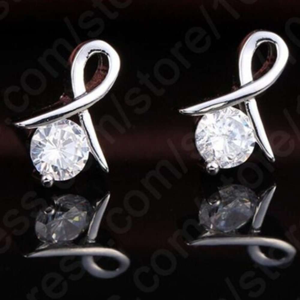 π Infinity 925 Sterling Silver Earrings And Necklace Set Bundle - Picture 3 of 7